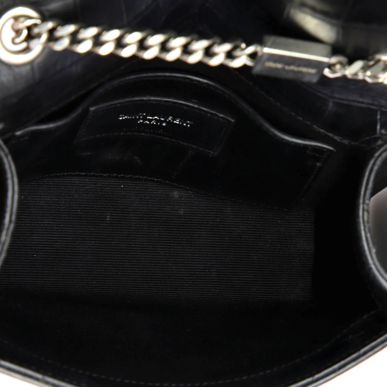 Classic Monogram Tassel Crossbody Bag Crocodile Embossed Leather Small - Deep Luxury