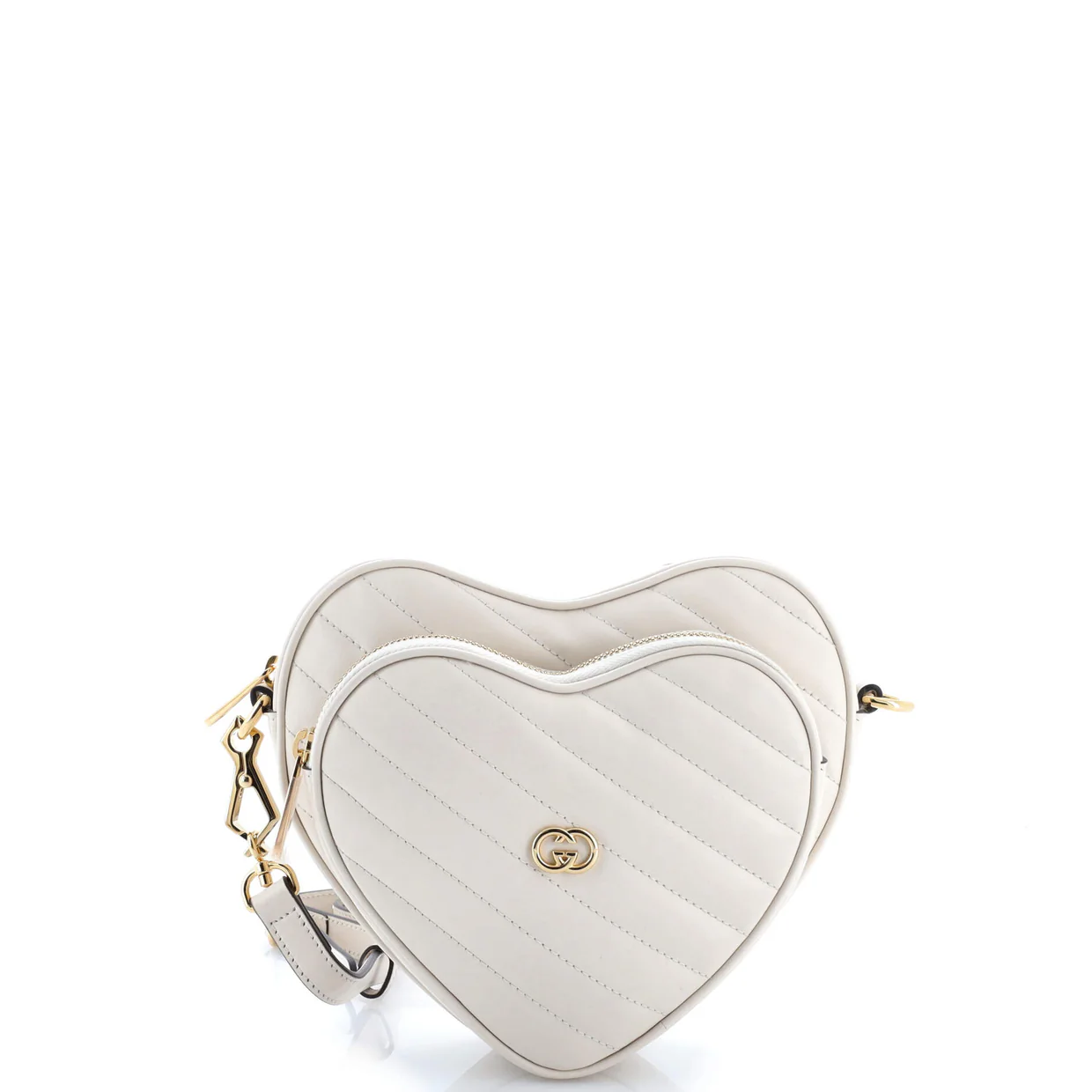 Interlocking G Heart Shoulder Bag Diagonal Quilted Leather Mini - Deep Luxury