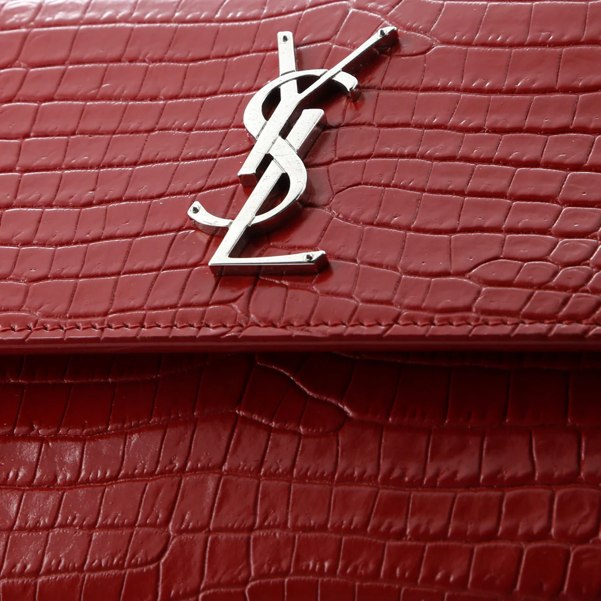 Sunset Crossbody Bag Crocodile Embossed Leather Medium - Deep Luxury