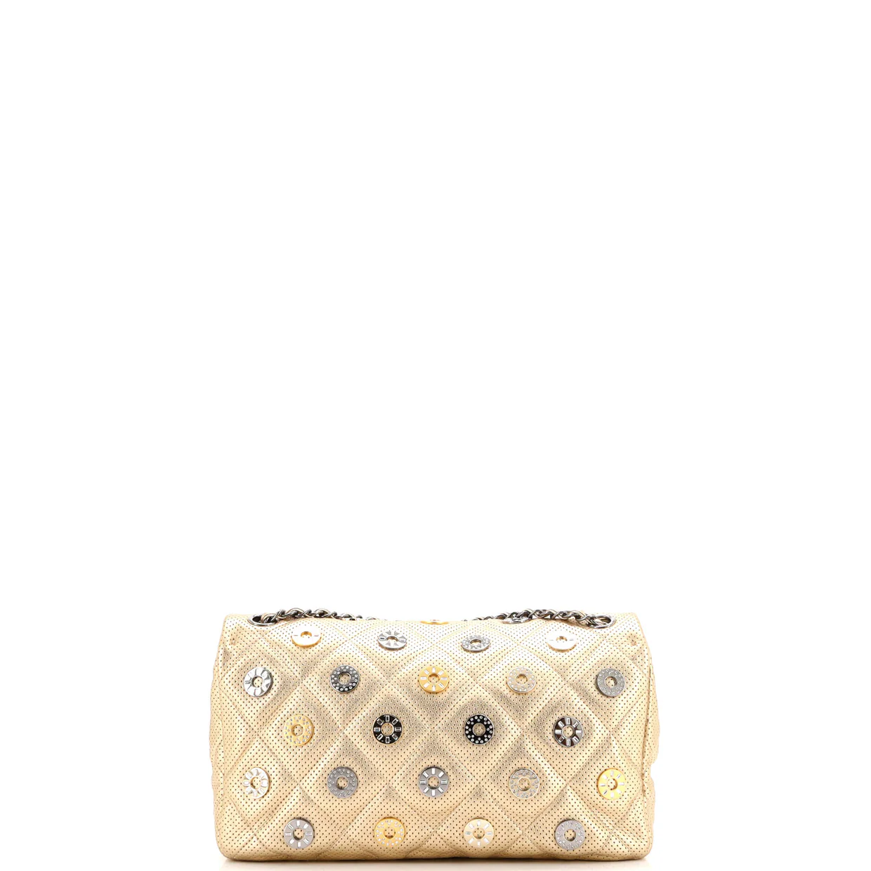 Paris-Dubai Medals Flap Bag Embellished Quilted Perforated Lambskin Medium - Deep Luxury