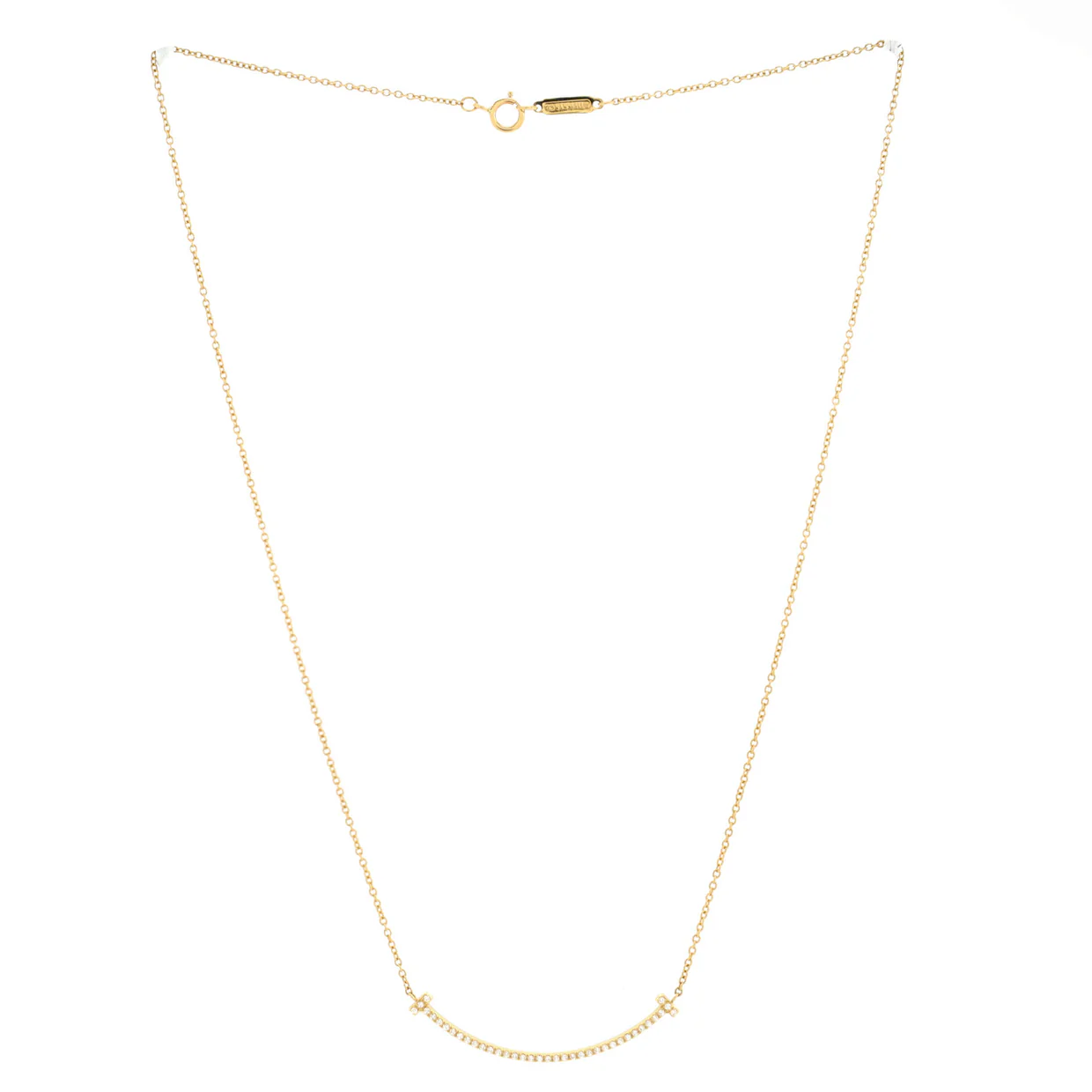 T Smile Pendant Necklace 18K Yellow Gold and Diamonds Small - Deep Luxury