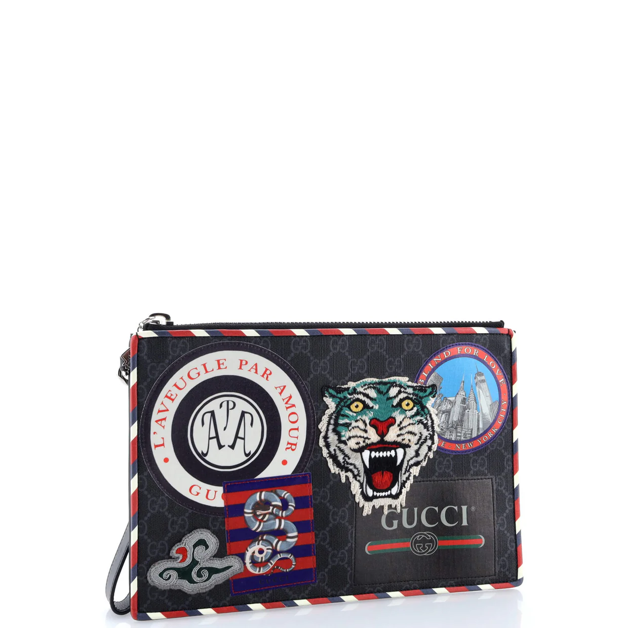 Night Courrier Pouch GG Coated Canvas with Applique - Deep Luxury