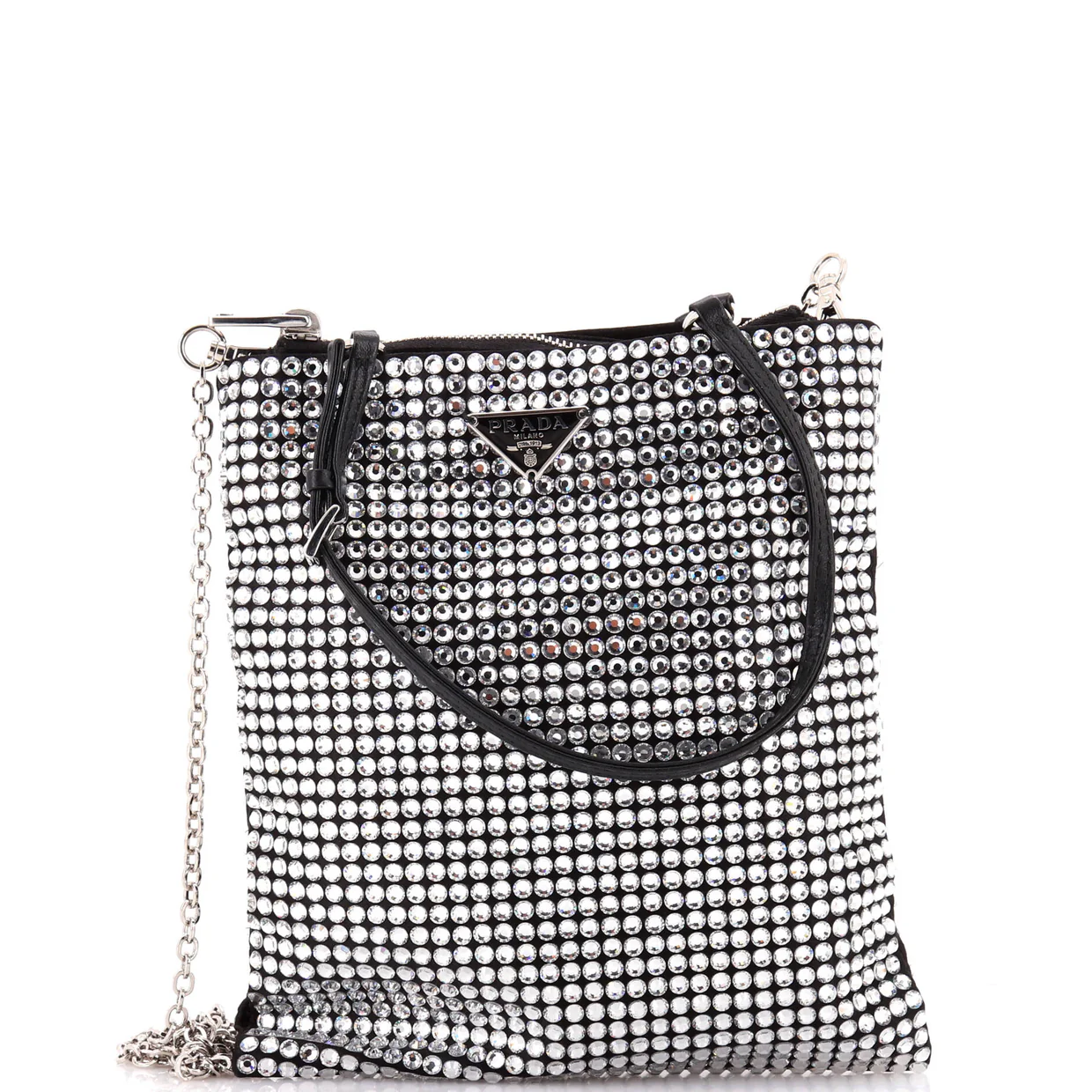 Convertible Open Tote Crystal Embellished Satin Mini - Deep Luxury