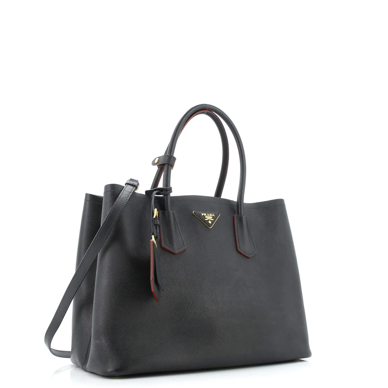 Cuir Double Tote Saffiano Leather Small - Deep Luxury