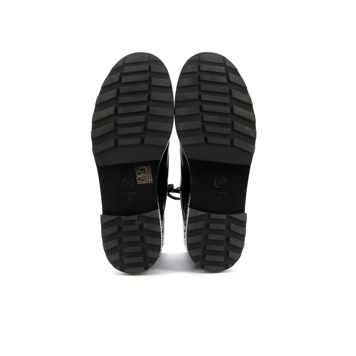 Women's Cap Toe CC Chain Around Pearl Combat Boots Leather - Deep Luxury