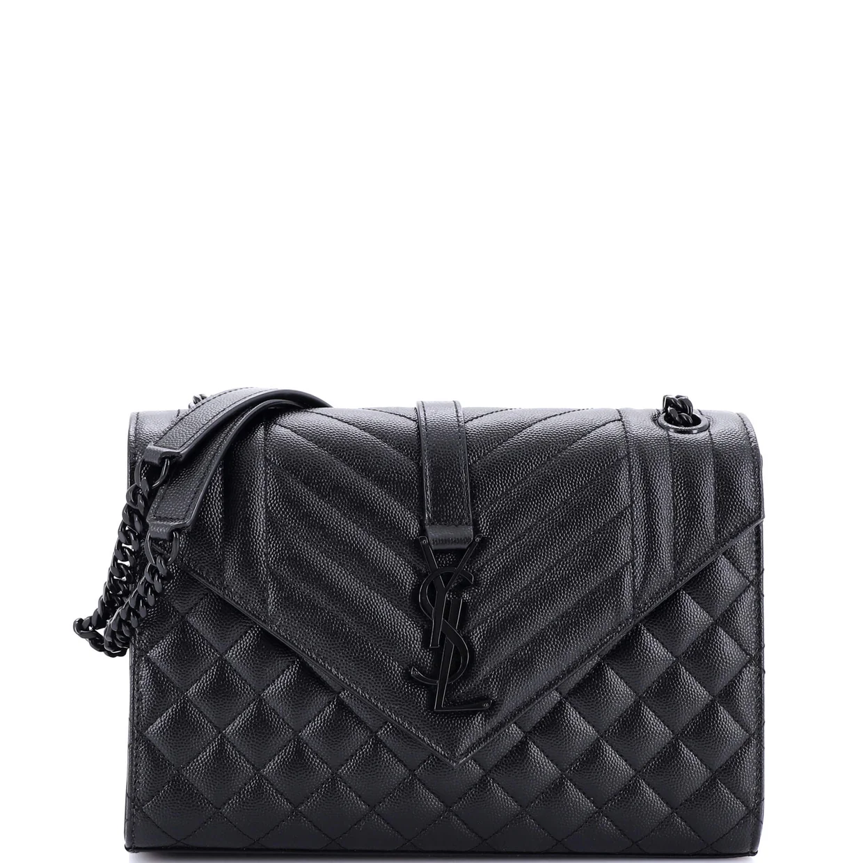 Classic Monogram Envelope Satchel Mixed Matelasse Leather Medium - Deep Luxury