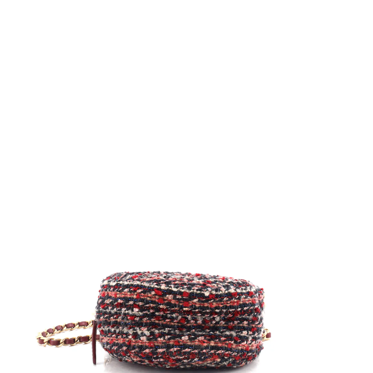 Round Clutch with Chain Quilted Tweed Mini - Deep Luxury
