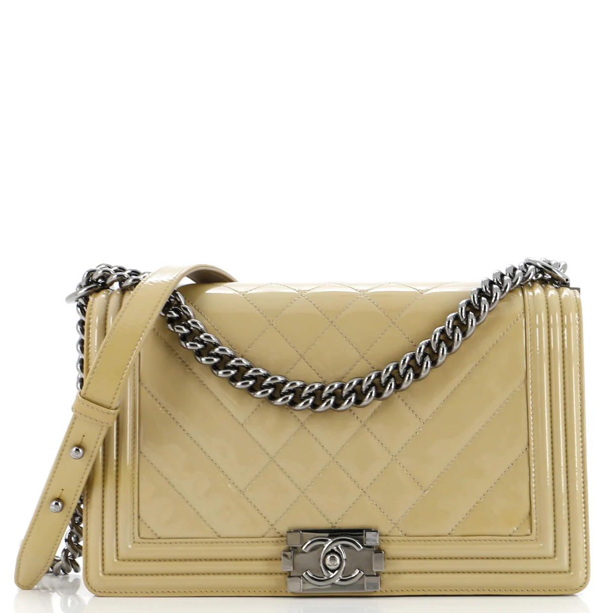 Boy Flap Bag Chevron Patent New Medium - Deep Luxury