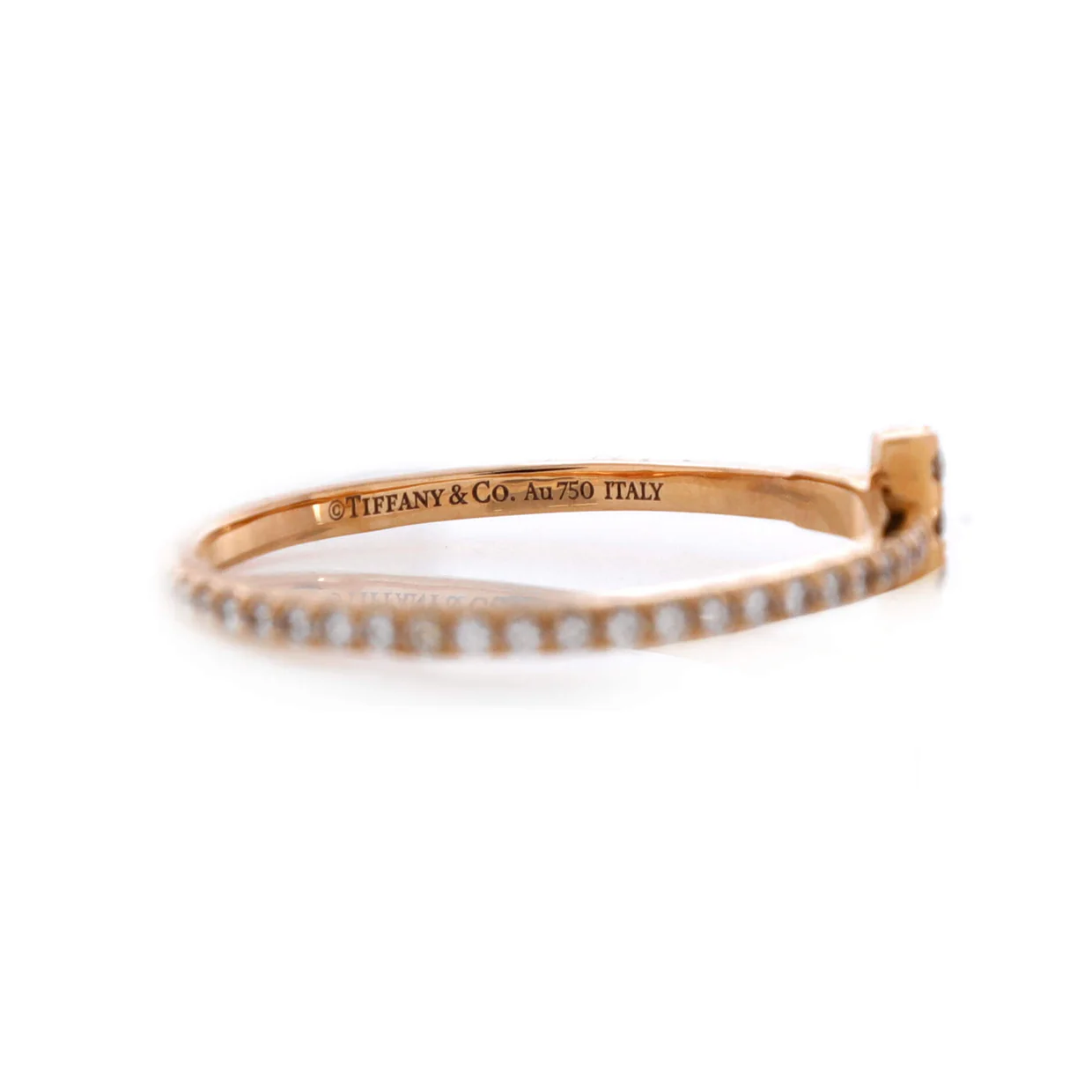 T Wire Ring 18K Rose Gold with Pave Diamonds - Deep Luxury