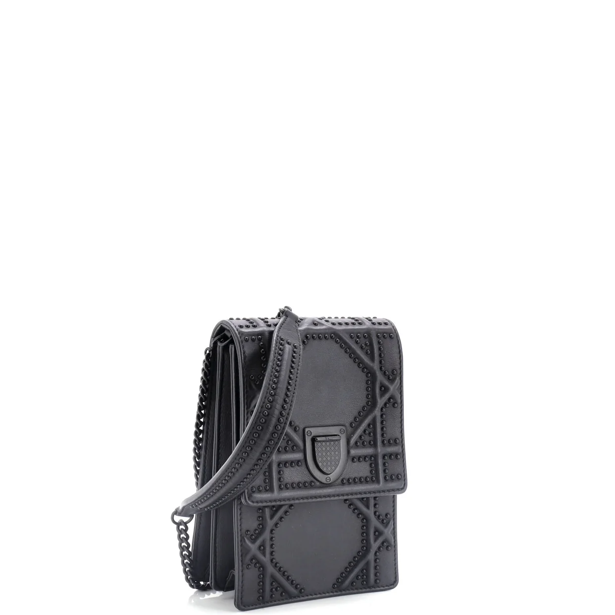 Ultra Matte Diorama Vertical Clutch on Chain Studded Leather - Deep Luxury