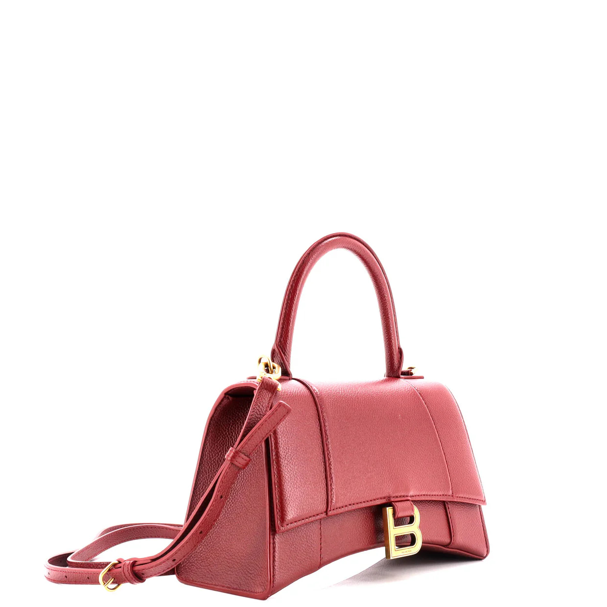 Hourglass Top Handle Bag Leather Small - Deep Luxury