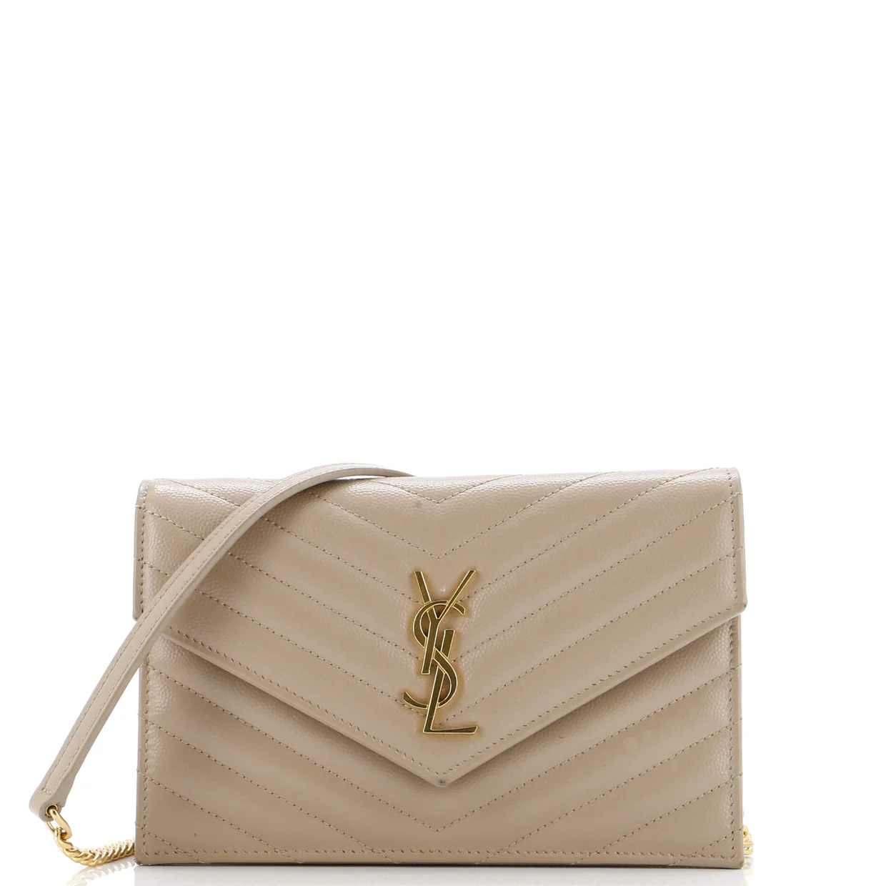 Classic Monogram Wallet on Chain Matelasse Chevron Leather Small - Deep Luxury