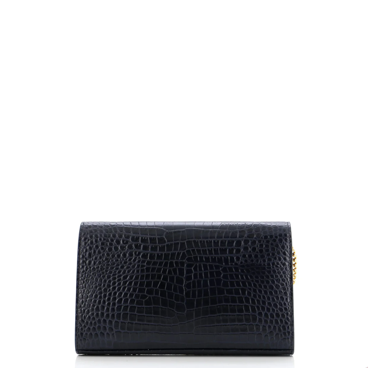Classic Monogram Wallet on Chain Crocodile Embossed Leather - Deep Luxury
