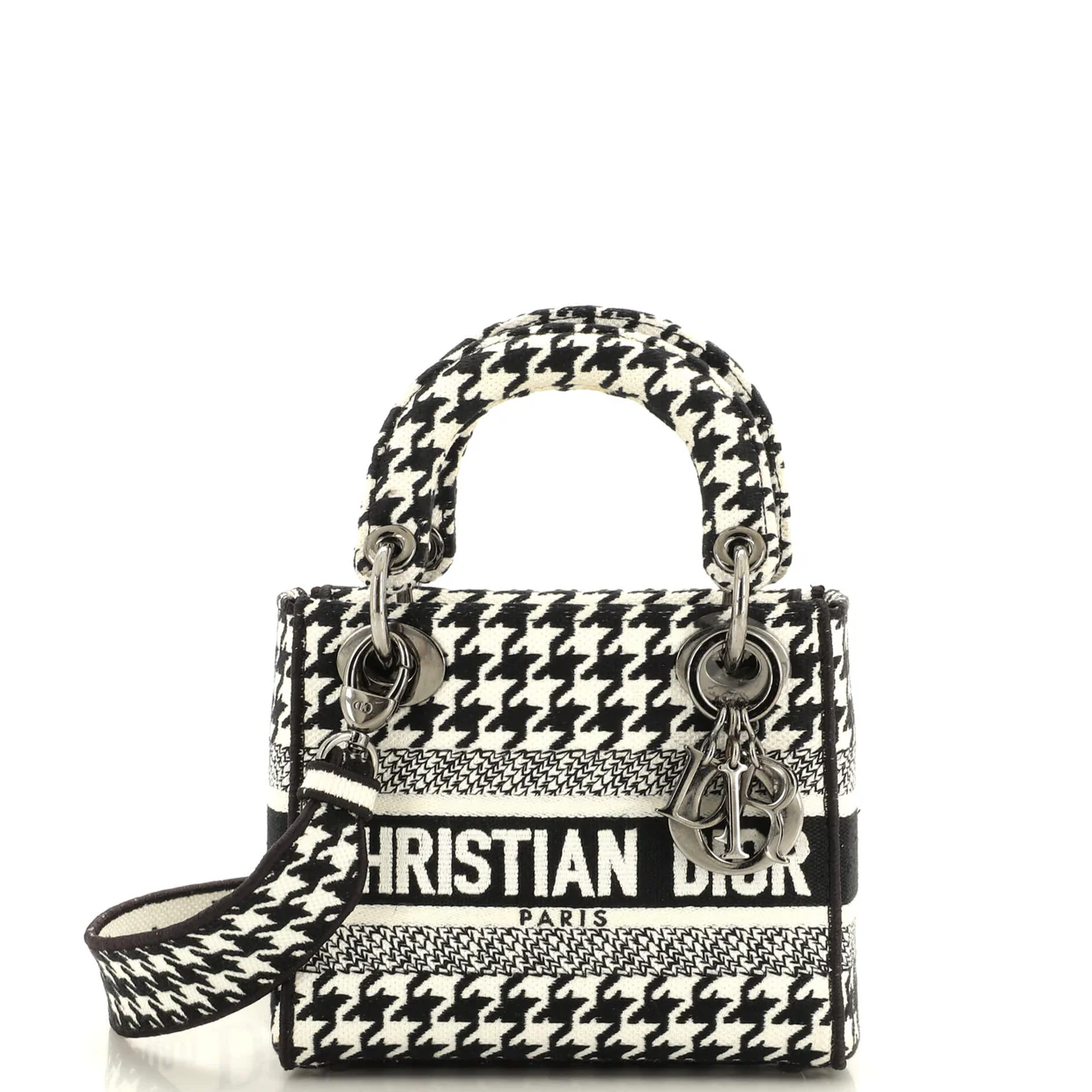 Lady D-Lite Bag Houndstooth Canvas Mini - Deep Luxury