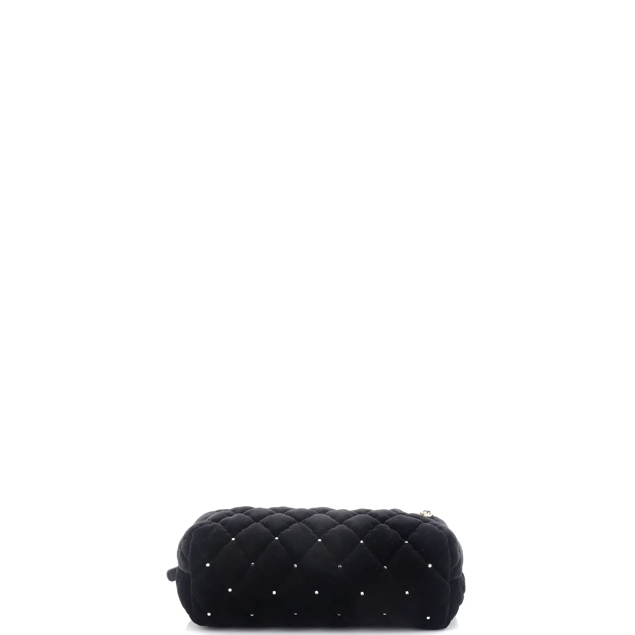 CC Barrel Wristlet Chain Clutch Quilted Velvet with Crystals - Deep Luxury