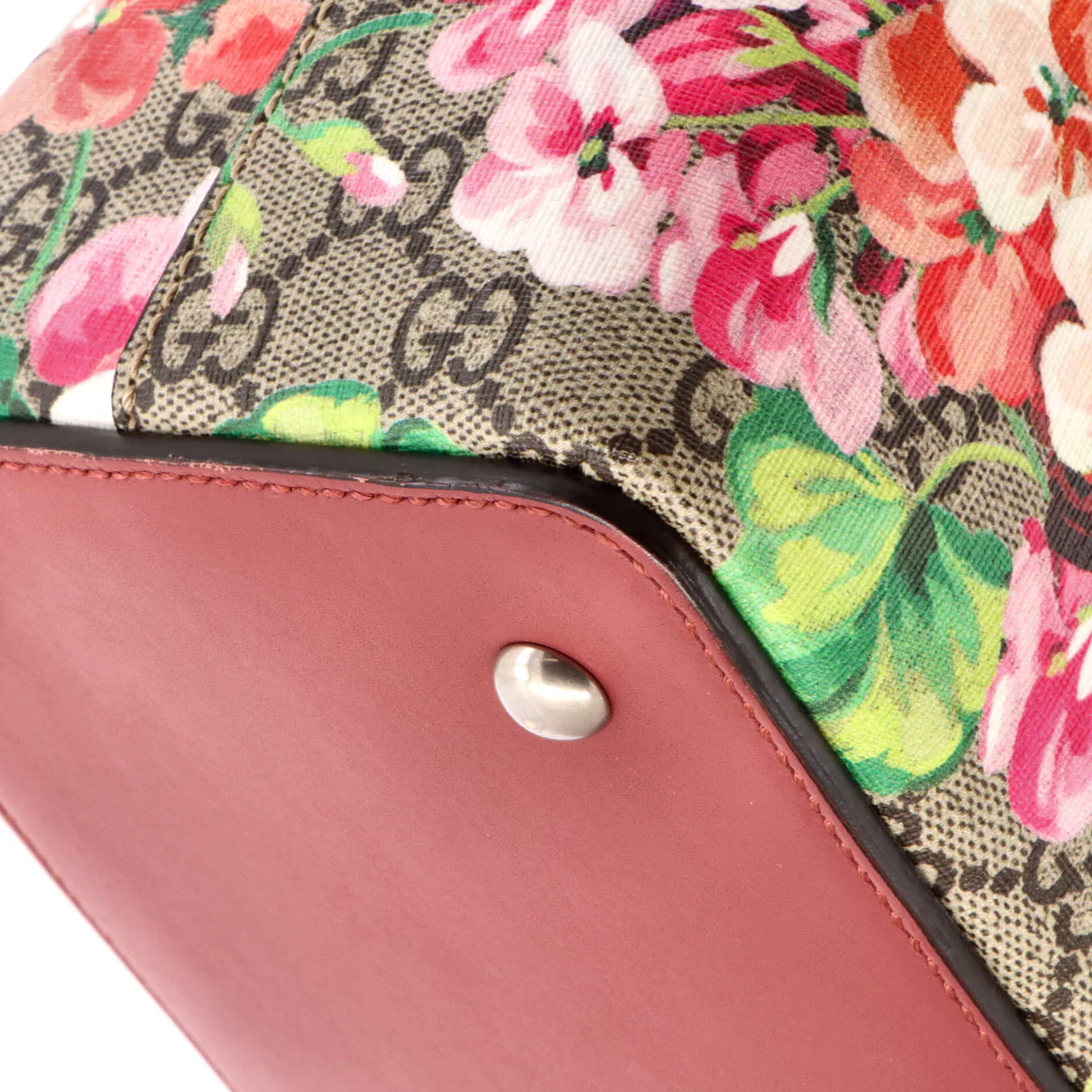 Signature Fold Over Tote Blooms Print GG Coated Canvas Medium - Deep Luxury