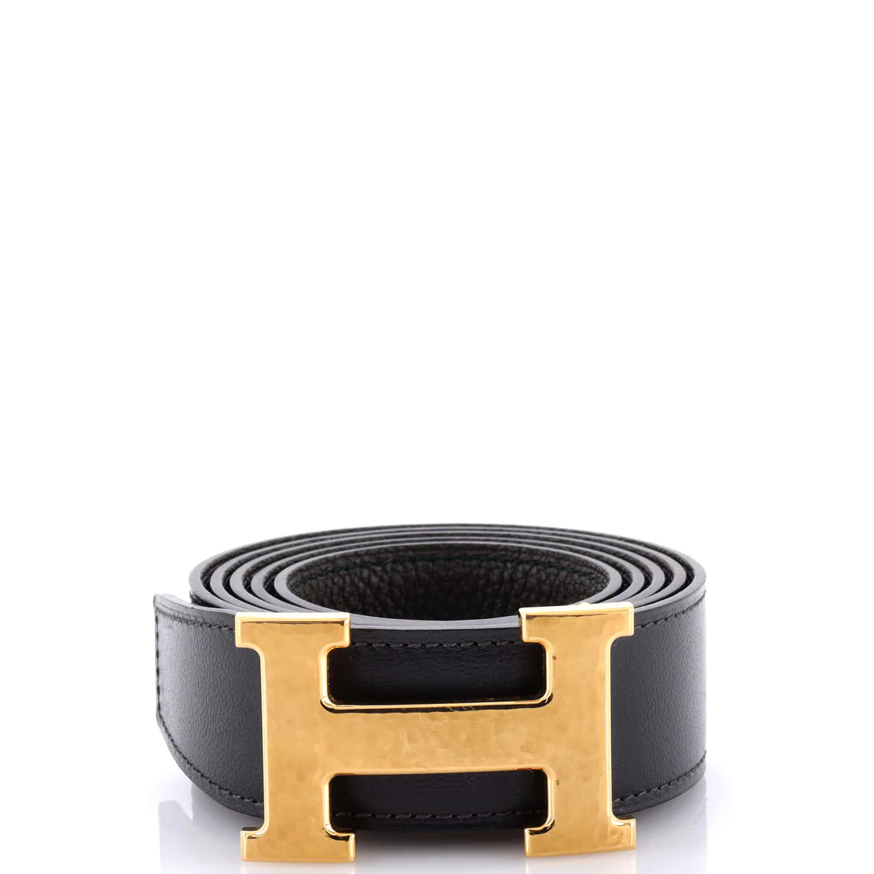 Constance Martelee H Reversible Belt Leather with Hammered Hardware Medium 100 - Deep Luxury