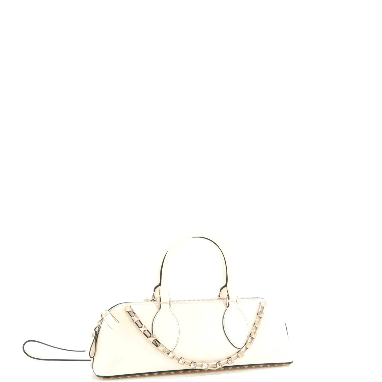 Rockstud Zip Up Top Handle Bag Leather East West - Deep Luxury