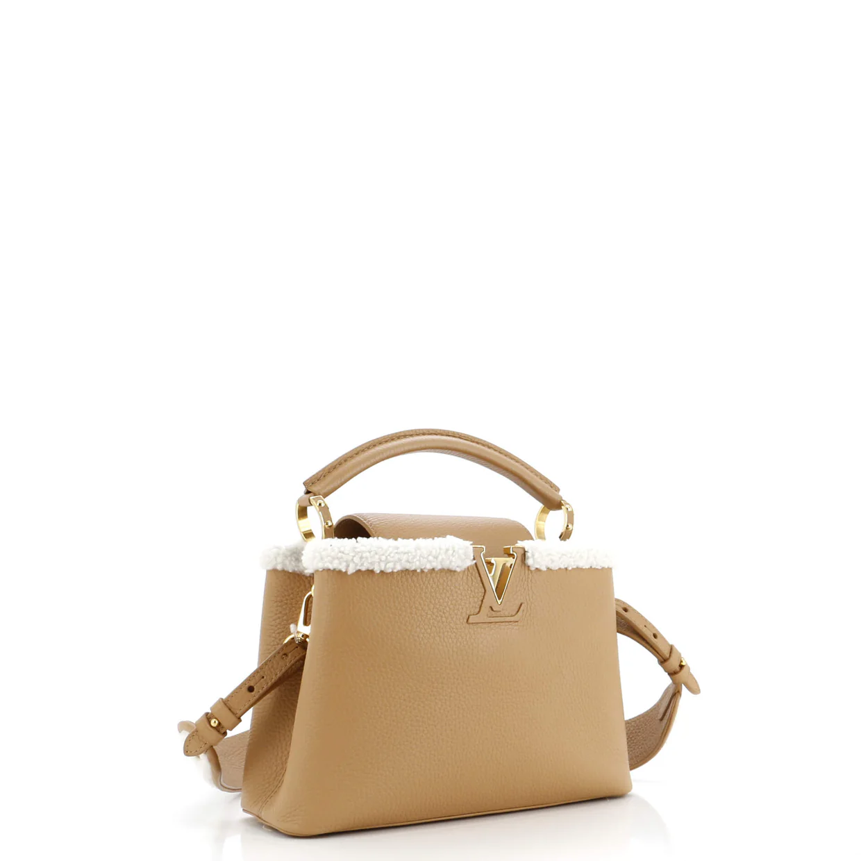 Capucines Bag Leather with Shearling BB - Deep Luxury