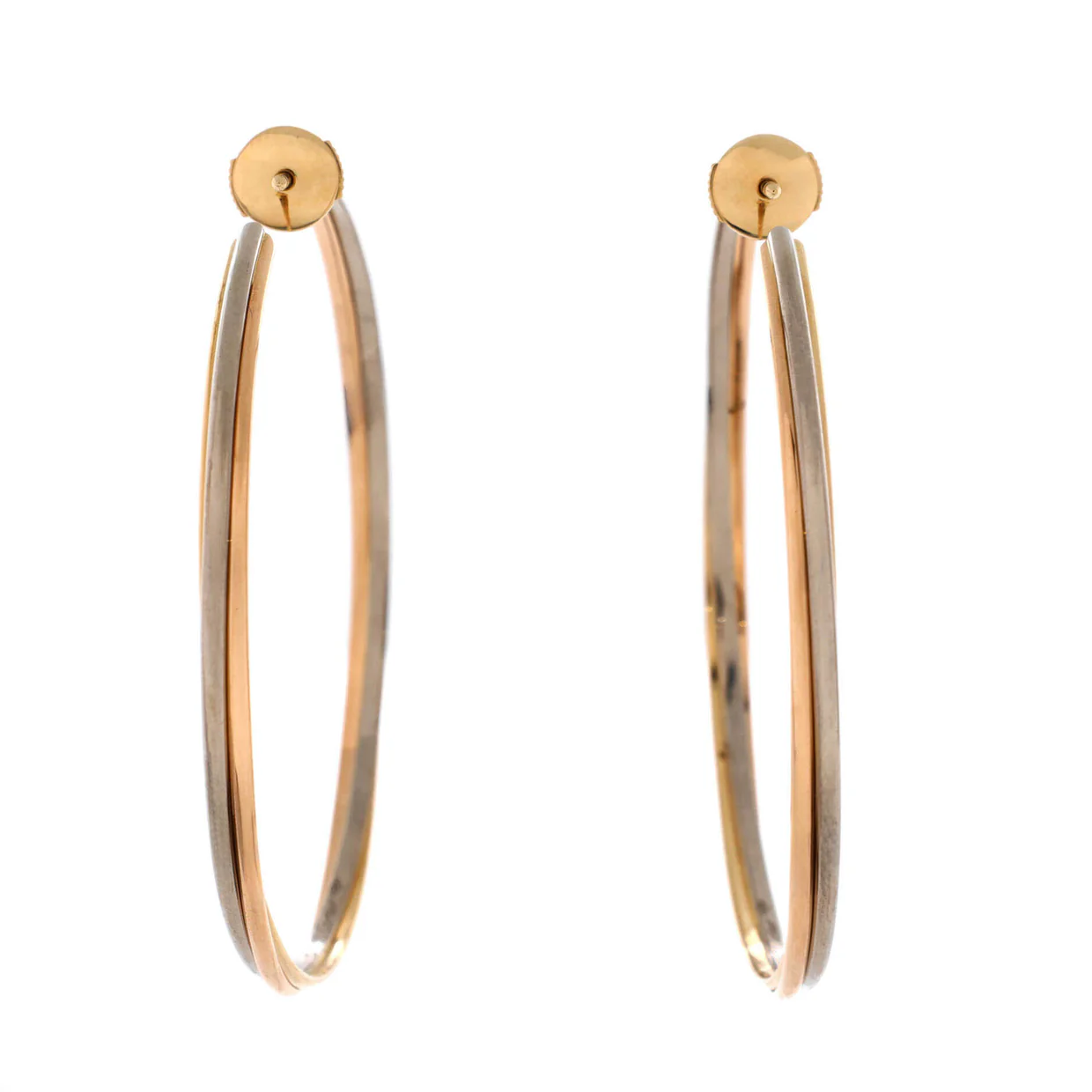 Trinity Hoop Earrings 18K Tricolor Gold 56mm - Deep Luxury