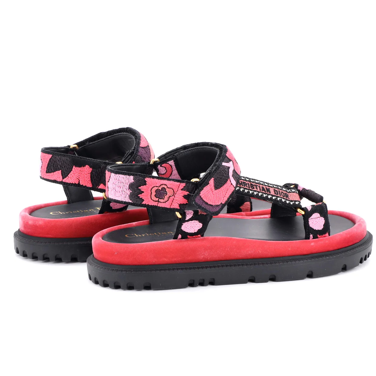 Women's D-Wave Sandals Leather with Embroidered Canvas - Deep Luxury