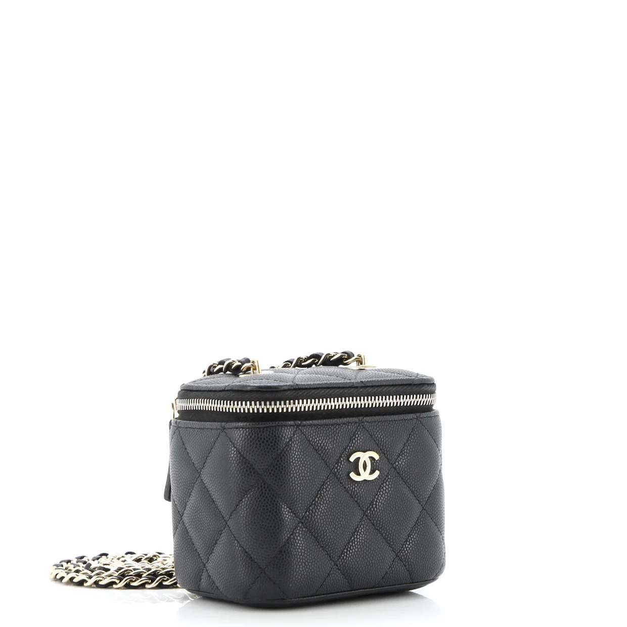 Classic Vanity Case with Chain Quilted Caviar Mini - Deep Luxury