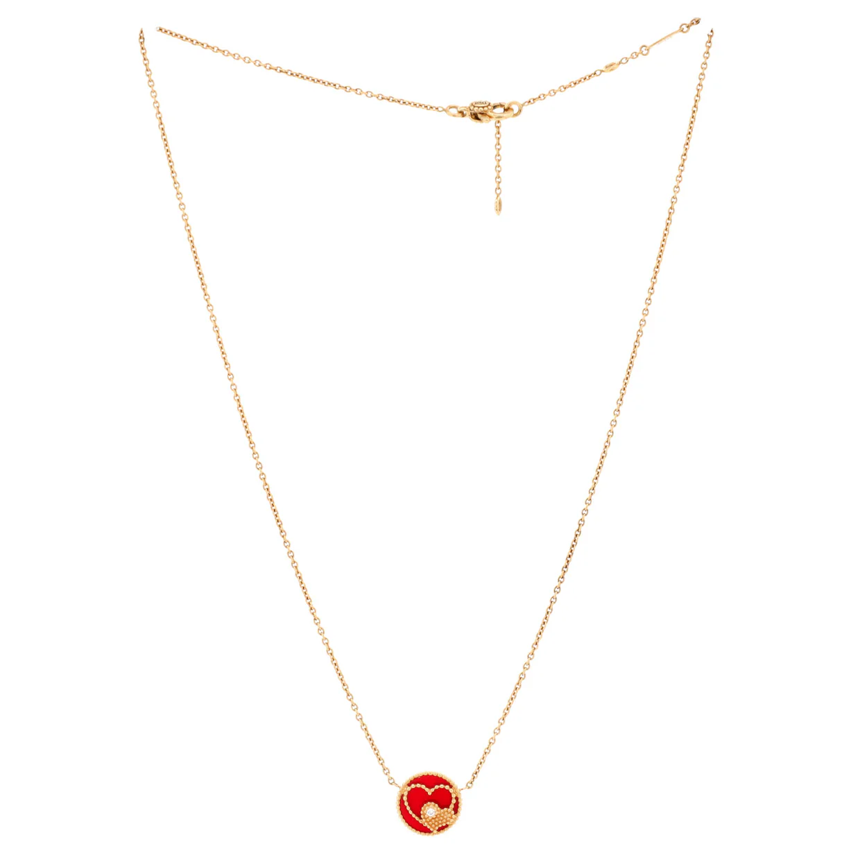 Rose des Vents Heart Motif Necklace 18K Yellow Gold with Diamond and Ceramic - Deep Luxury