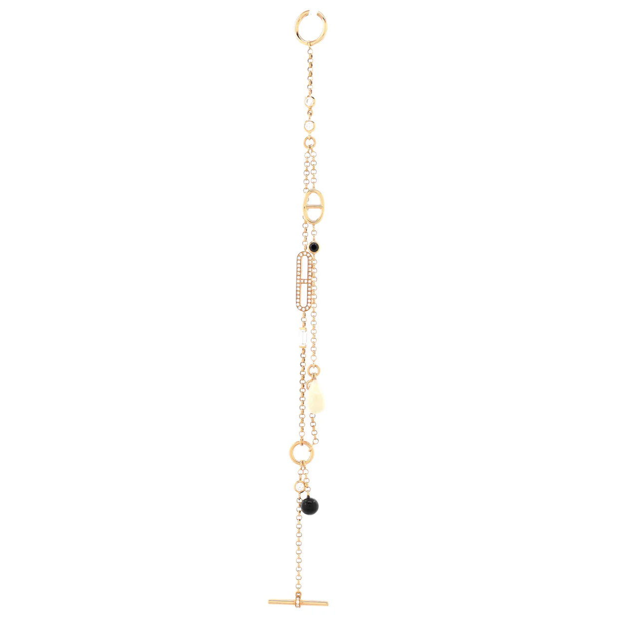 Chaine d'Ancre Chaos Bracelet 18K Rose Gold with Pink Opal, Onyx, Black Spinel and Diamonds - Deep Luxury