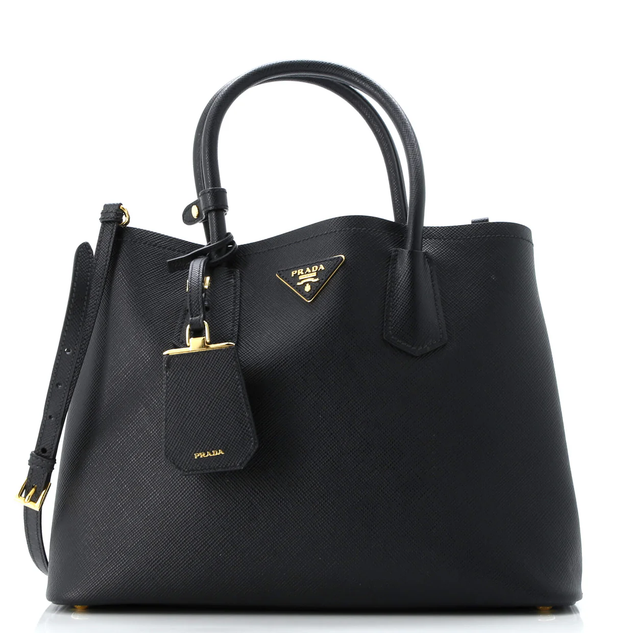 Cuir Double Tote Saffiano Leather Medium - Deep Luxury