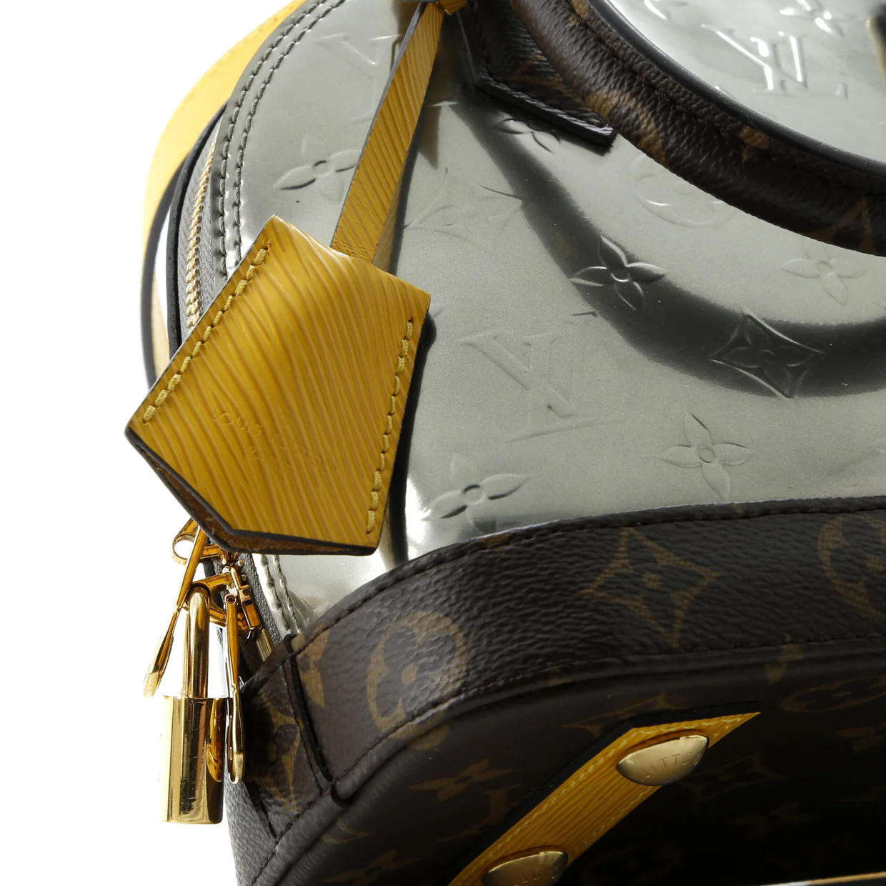 Alma Handbag Limited Edition Metallic Monogram Vernis and Monogram Canvas BB - Deep Luxury