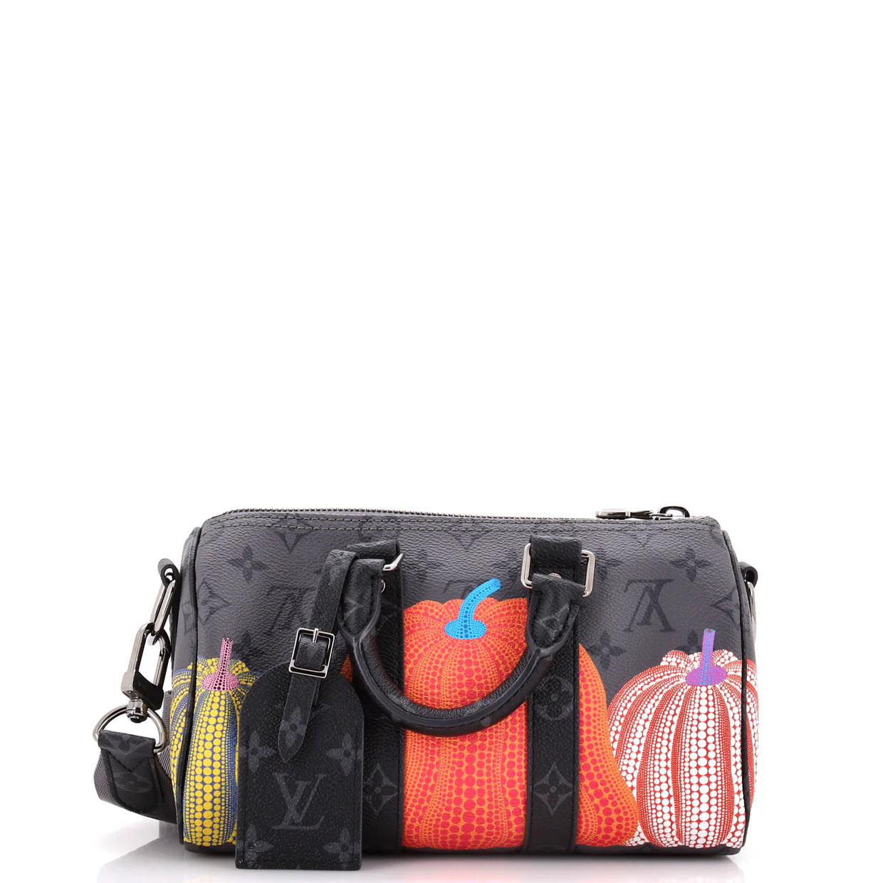 Keepall Bandouliere Bag Yayoi Kusama Pumpkins Reverse Monogram Eclipse Canvas 25 - Deep Luxury