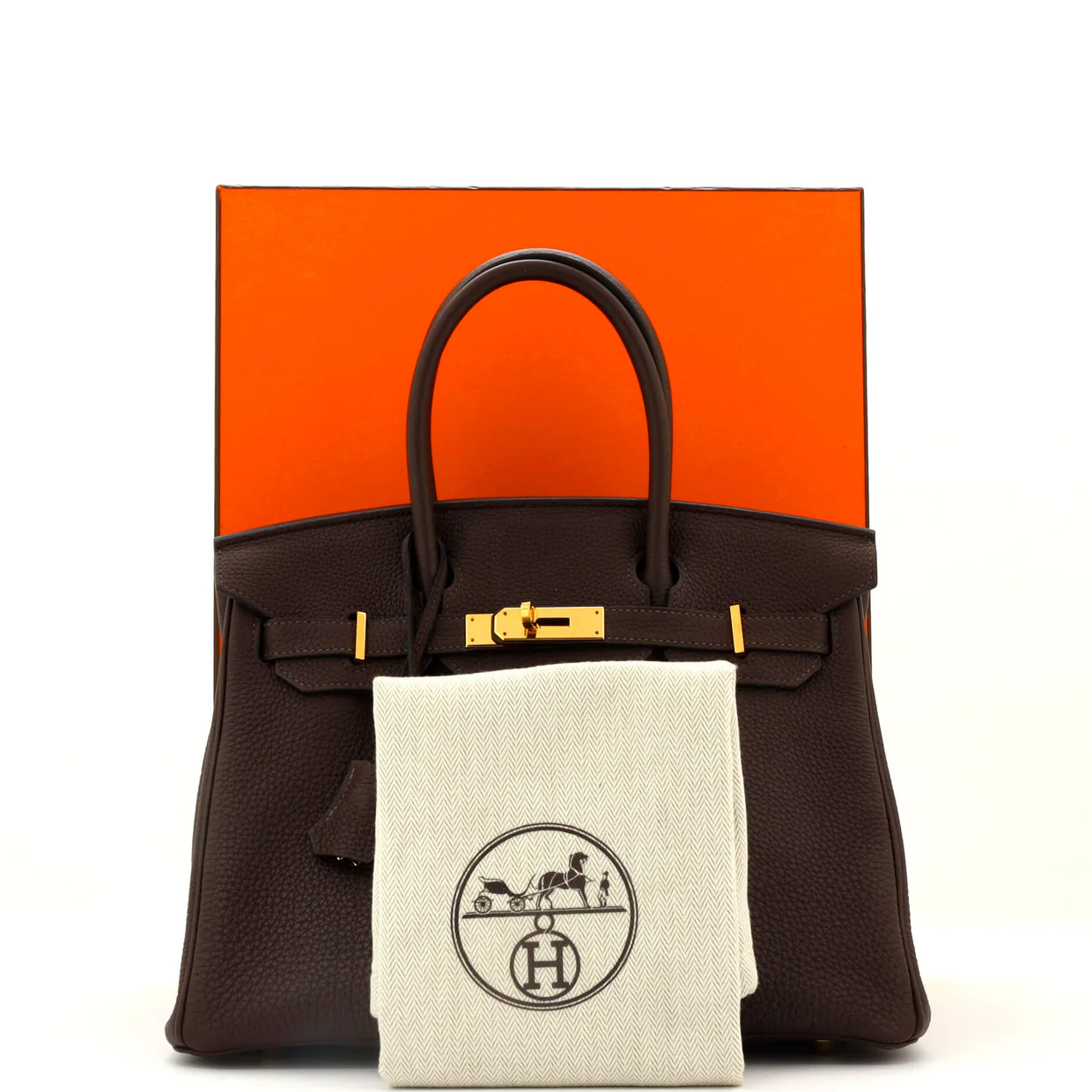 Birkin Handbag Havane Togo with Gold Hardware 30 - Deep Luxury