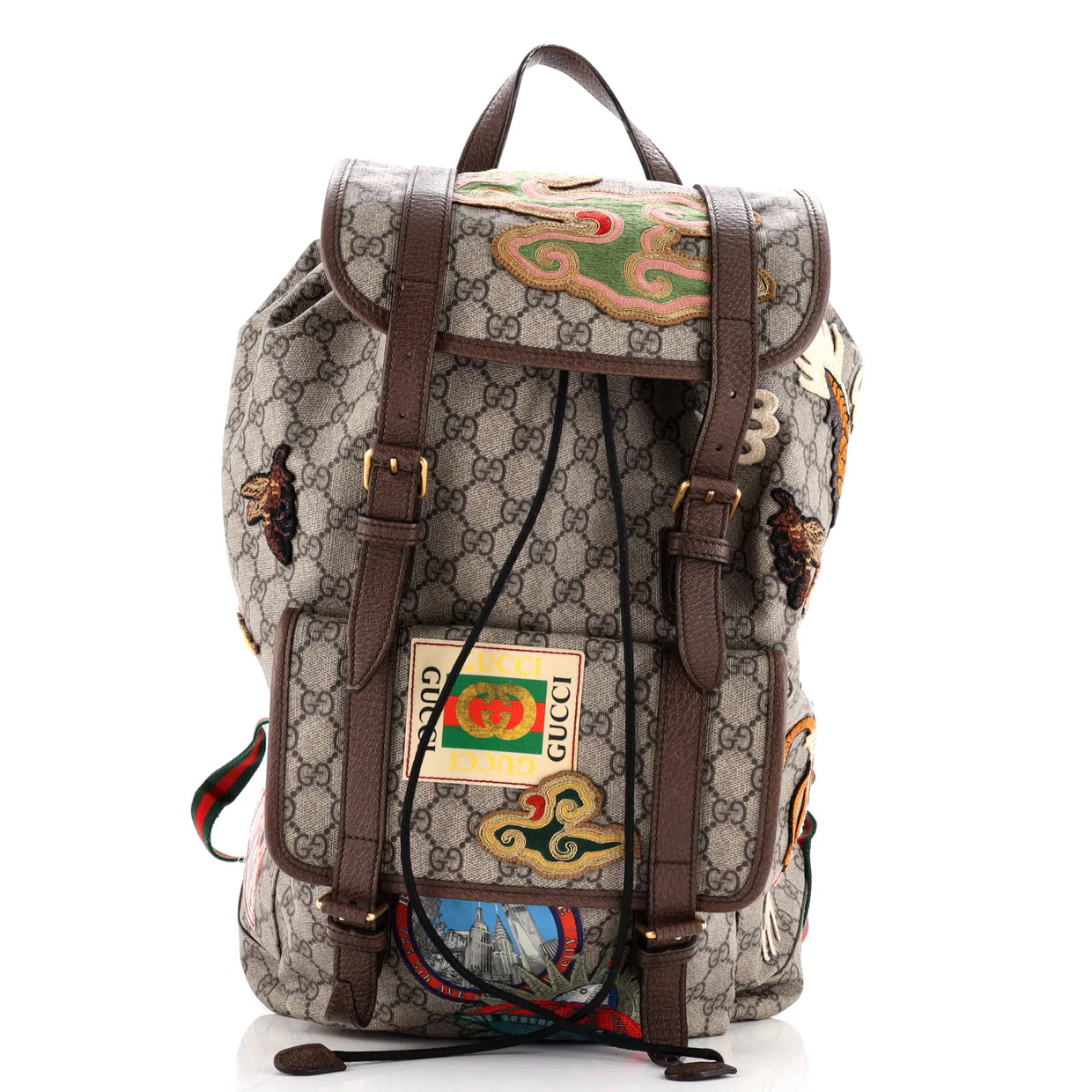 Courrier Soft Backpack GG Coated Canvas with Applique Large - Deep Luxury