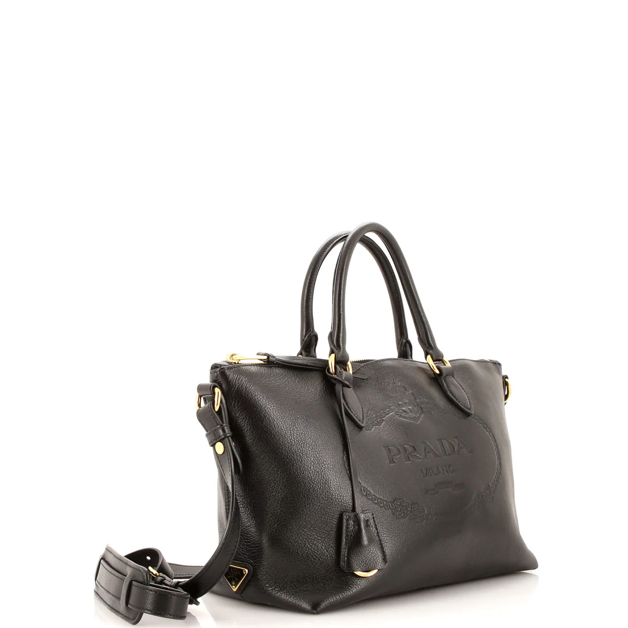 Embossed Logo Convertible Tote Glace Calf Small - Deep Luxury