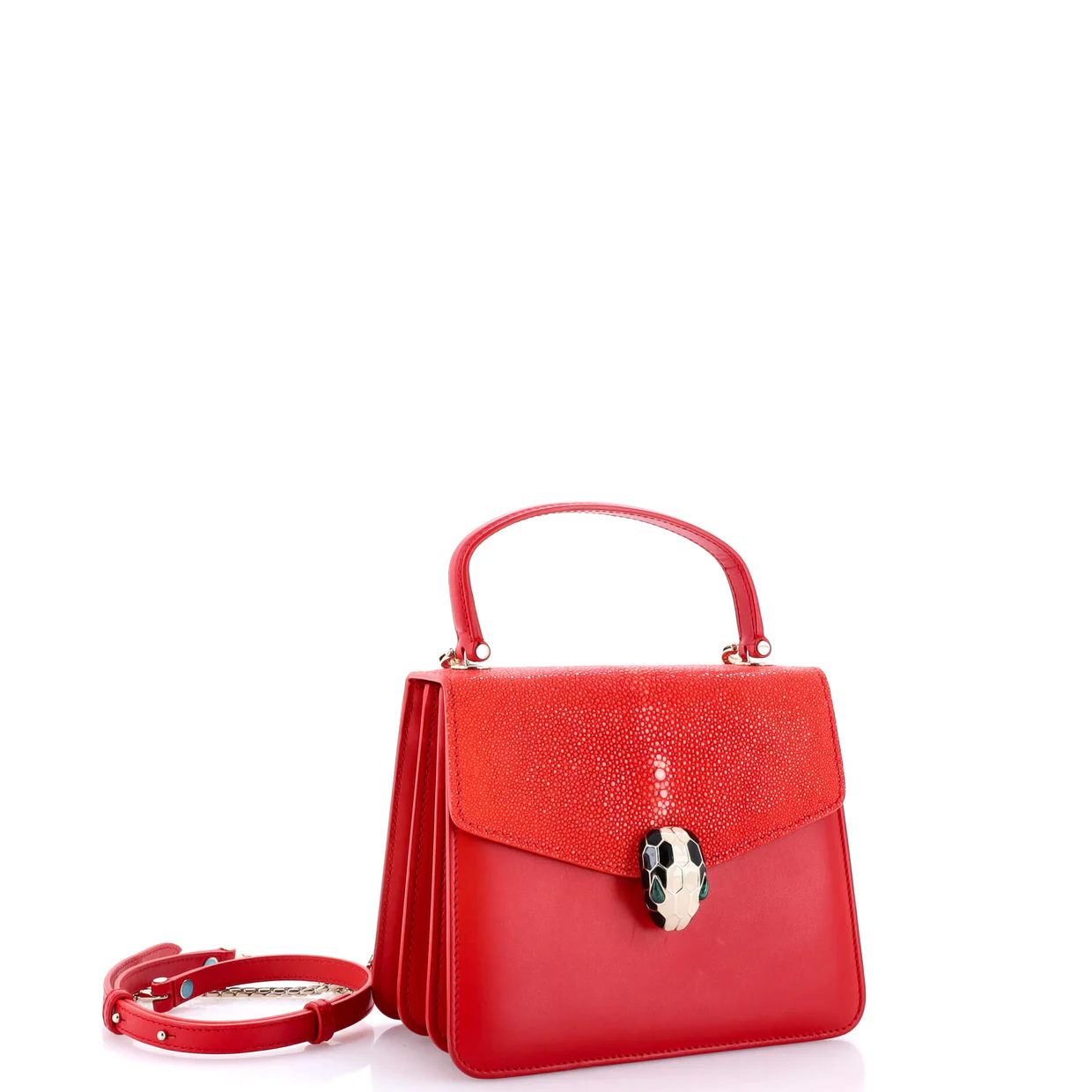 Serpenti Forever Top Handle Bag Leather and Stingray Small - Deep Luxury