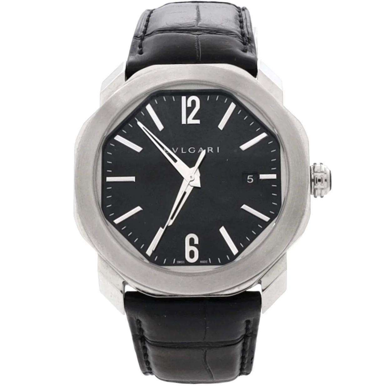Octo Roma Automatic Watch Stainless Steel and Alligator 41 - Deep Luxury