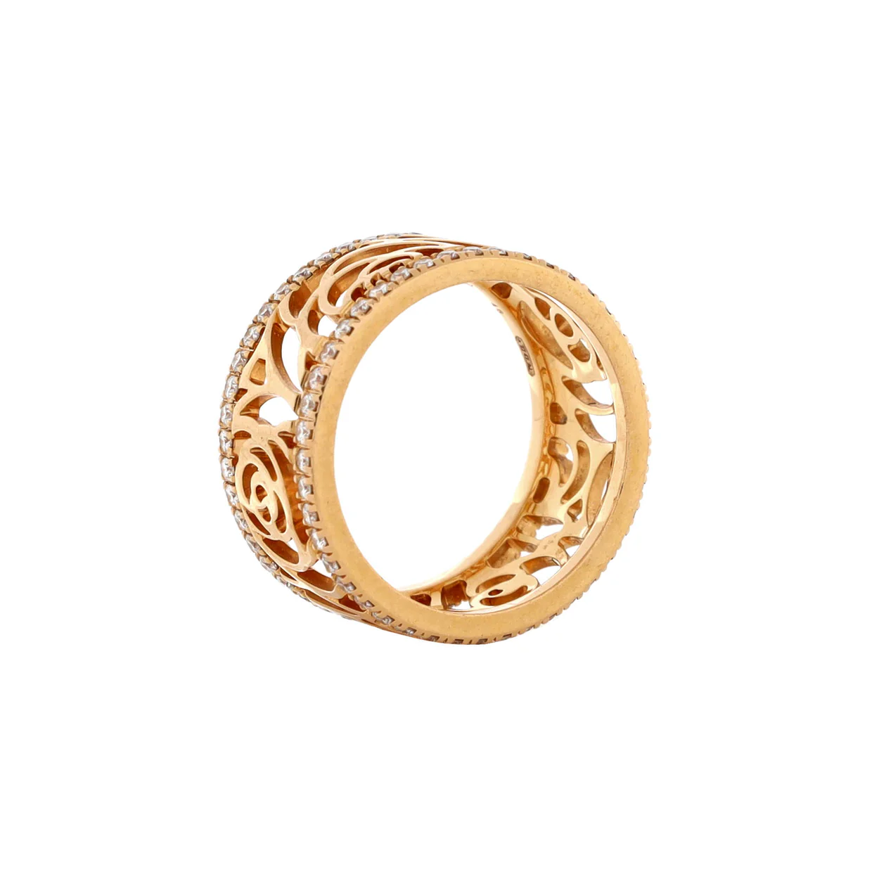 Camelia Ajoure Band Ring 18K Rose Gold with Diamonds - Deep Luxury