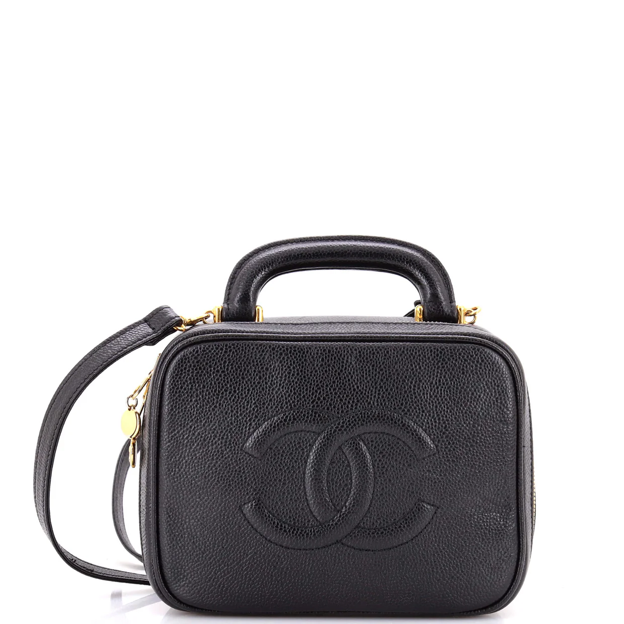 Vintage Timeless Zip Around Vanity Case Caviar Small - Deep Luxury