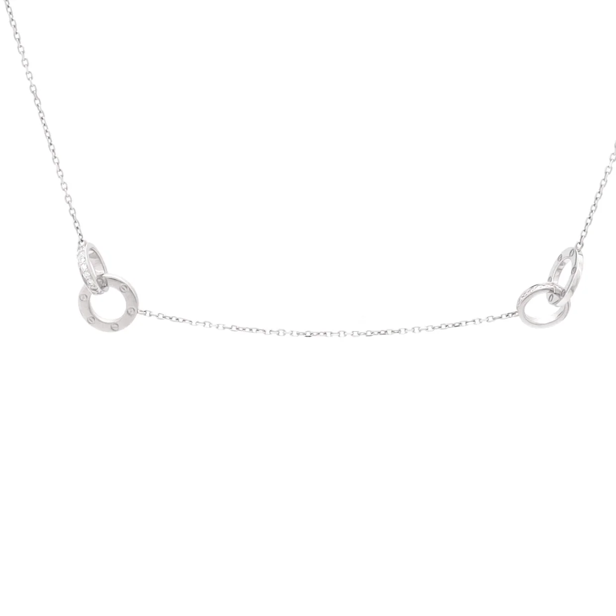 Love Interlocking Station Necklace 18K White Gold and Diamonds - Deep Luxury
