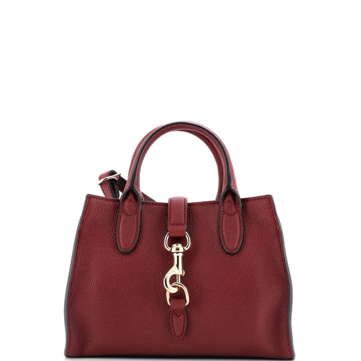 Top Handle Tote with Hook Closure Leather Small - Deep Luxury