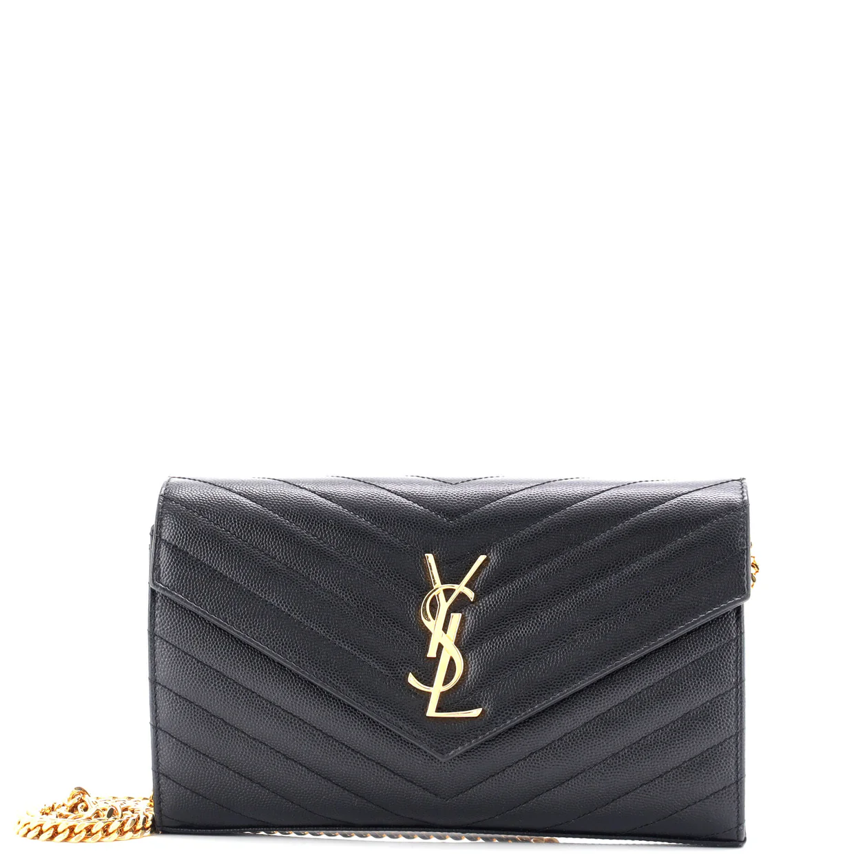 Classic Monogram Wallet on Chain Matelasse Chevron Leather Medium - Deep Luxury