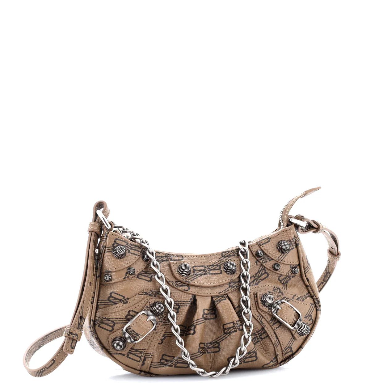 Le Cagole Giant Studs Shoulder Bag BB Monogram Coated Canvas Mini - Deep Luxury