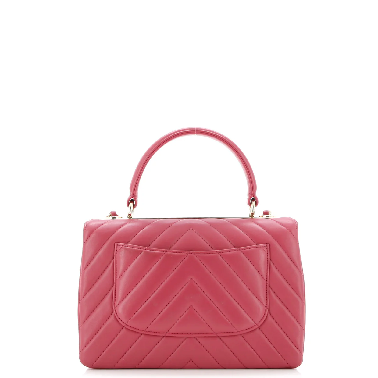 Trendy CC Top Handle Bag Chevron Lambskin Small - Deep Luxury