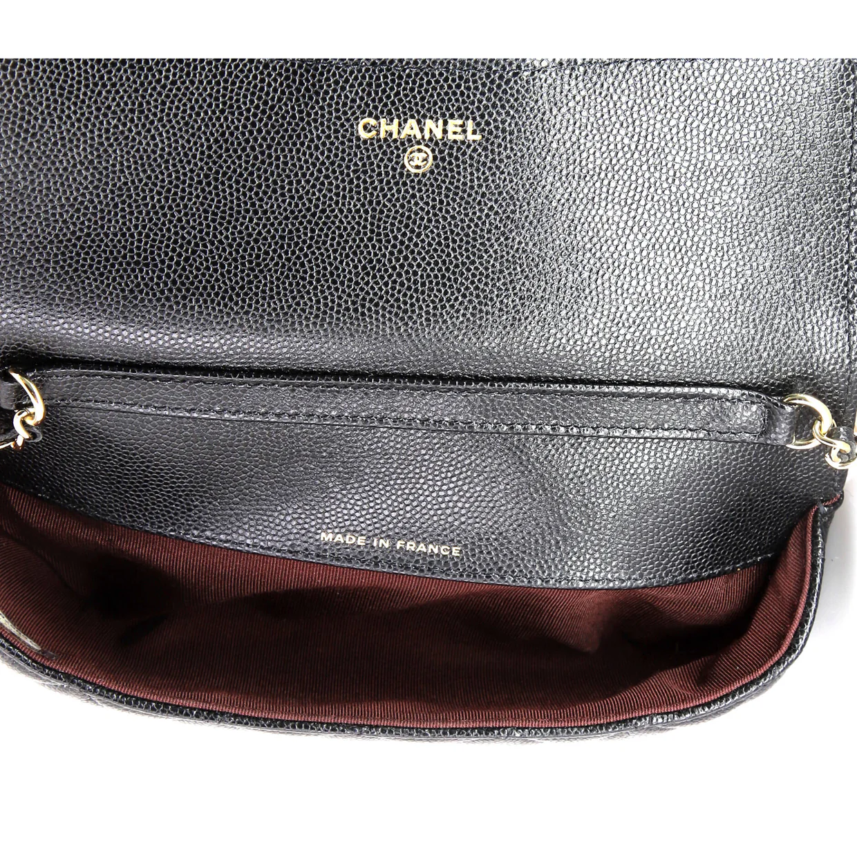 Classic Sunglasses Case with Chain Quilted Caviar - Deep Luxury