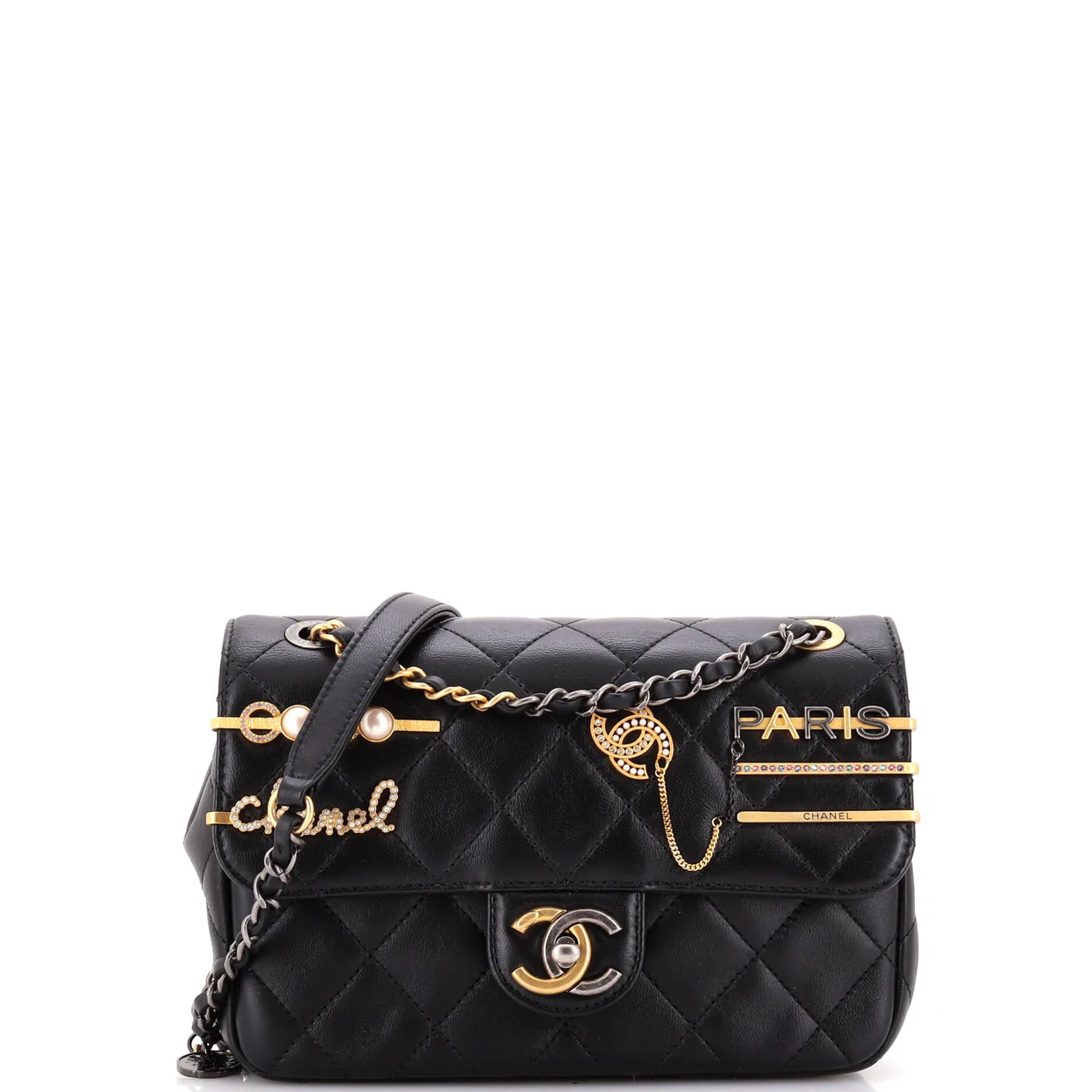 Coco Clips Flap Bag Embellished Quilted Lambskin Small - Deep Luxury
