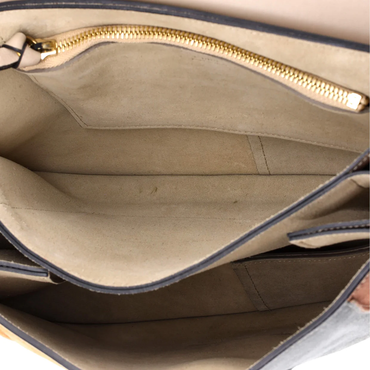 Faye Shoulder Bag Stitched Suede and Leather Medium - Deep Luxury