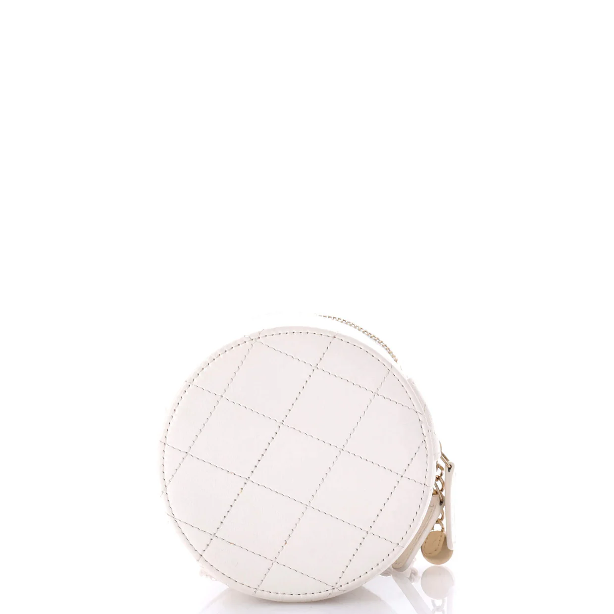 CC Round Vanity Case with Chain Quilted Lambskin Mini - Deep Luxury