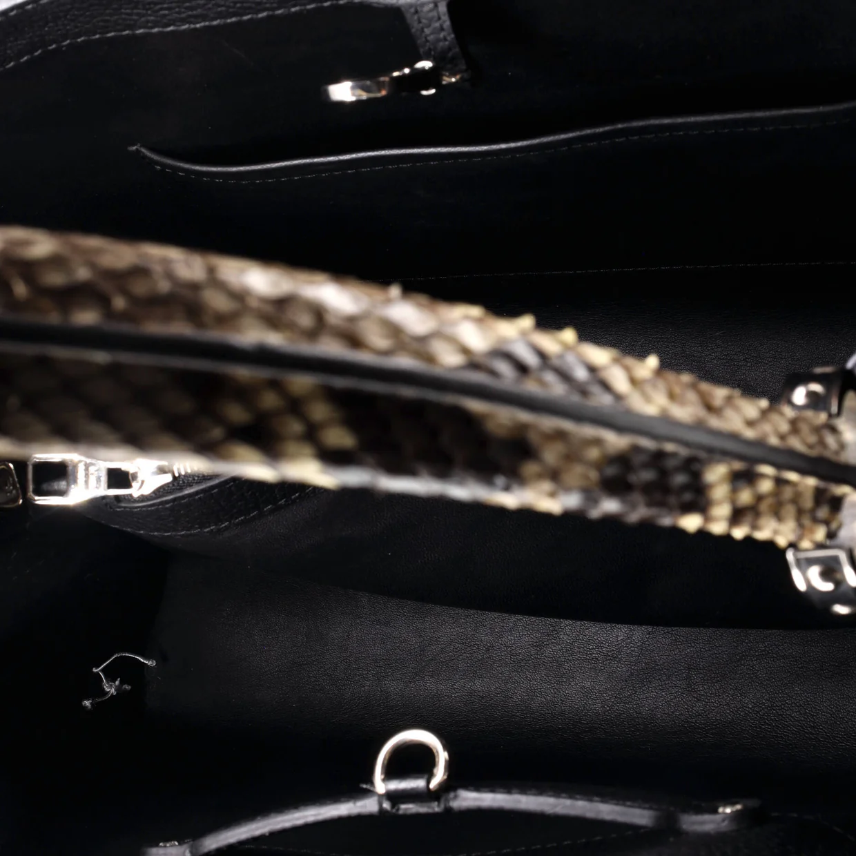 Capucines Bag Leather with Python MM - Deep Luxury