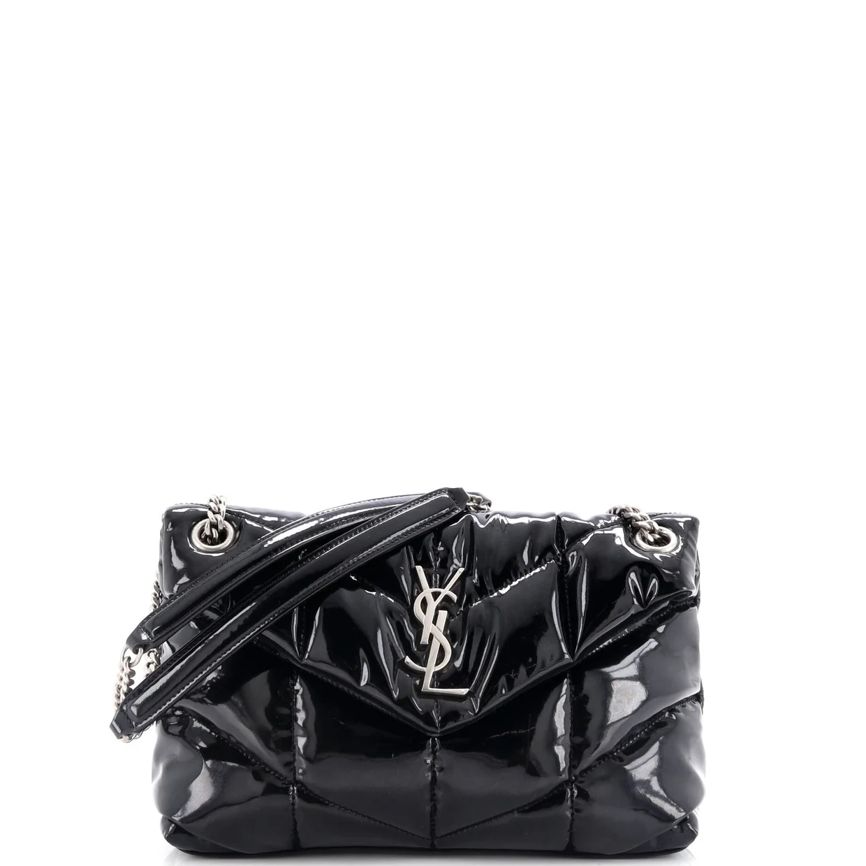 Loulou Puffer Shoulder Bag Quilted Patent Small - Deep Luxury