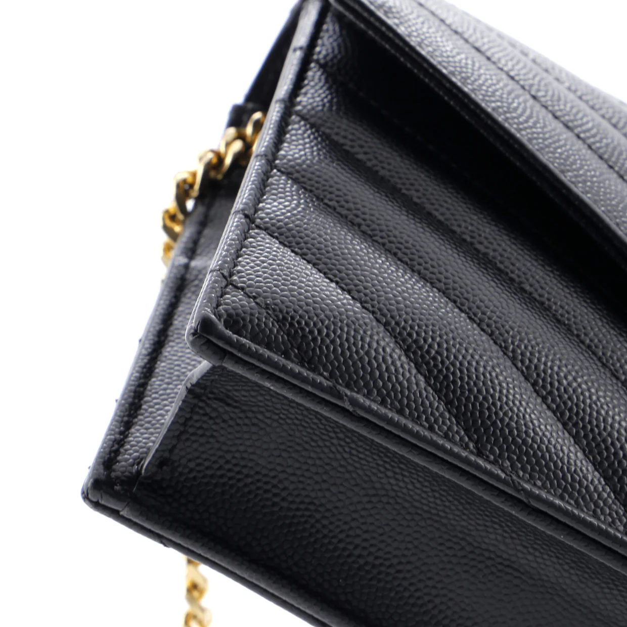 Classic Monogram Wallet on Chain Matelasse Chevron Leather Small - Deep Luxury